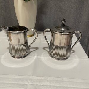 Vintage Meridian Company Triple Silver Plated Cream and Sugar.  Classic Style.